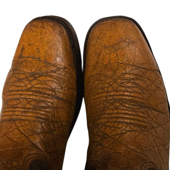 Langstons Cowboy Boots Mens 9 D Two Tone Brown Leather Country Western Wear VTG - Picture 10 of 16